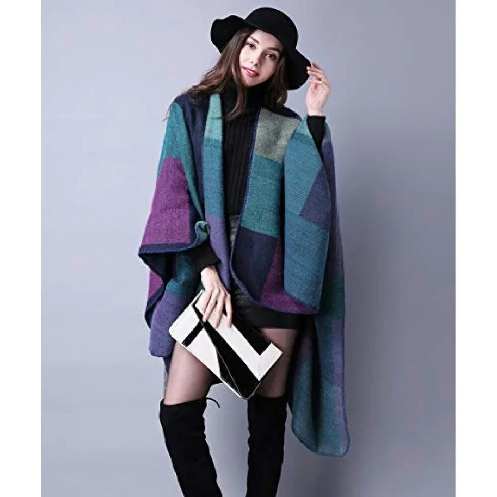 Soft Acrylic Open Front Poncho Cape Shawl Wrap One Size Fits Most